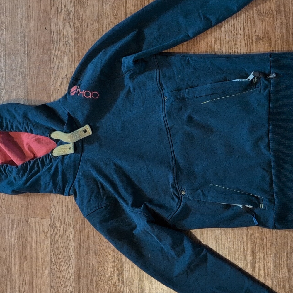 Blue Hoodie with Pink Lining